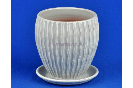 Горшок для цветов керамический с поддоном Мане конус бел/сер.15см 2-18 (46-118)