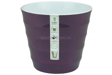 Горшок для цветов пластиковый Лаура с под. 2,3л (фиолет-бел) ЛР1722              