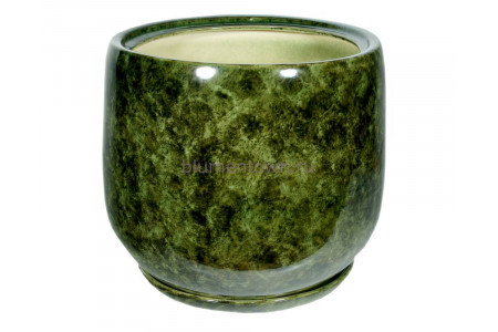 Горшок для цветов керамический с поддоном «Тюльпан №2» зелёный 26л
