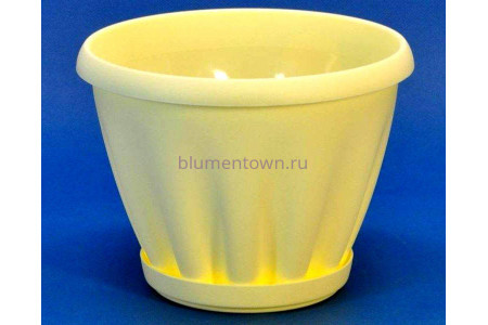 Горшок для цветов пластиковый с поддоном Знатный 6,7л (желтый)