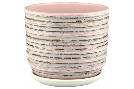 Горшок для цветов керамический с поддоном бук кукушка розовый N1 d12см