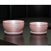 Комплект из 2-х горшков из керамики с поддонами «Фиалка металлик розовый»