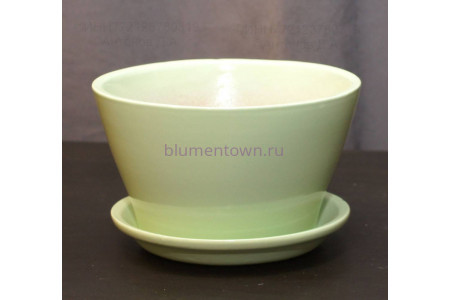 Горшок для цветов керамический с поддоном Беллита Глянец фисташ.12см ГЛ913/1